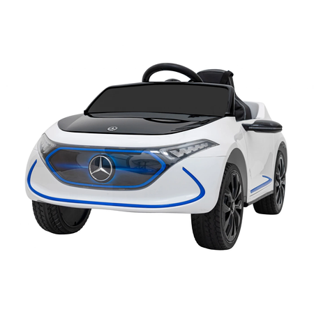 Auto na akumulator Mercedes Benz AMG EQA biały + Pilot + 5-punktowe pasy + EVA + Wyświetlacz MP3 + LED